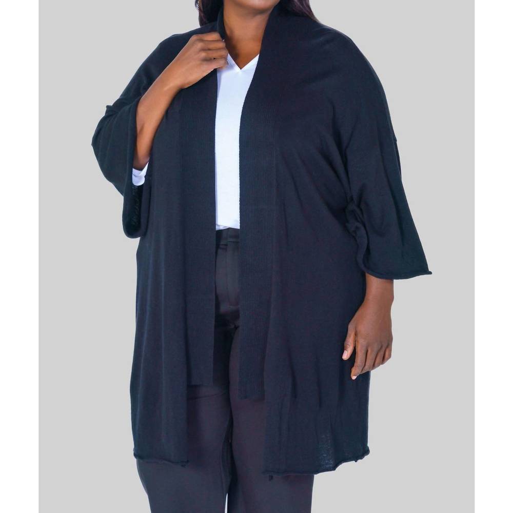 NEW BITTE KAI RAND mullein cotton cardigan - plus in black